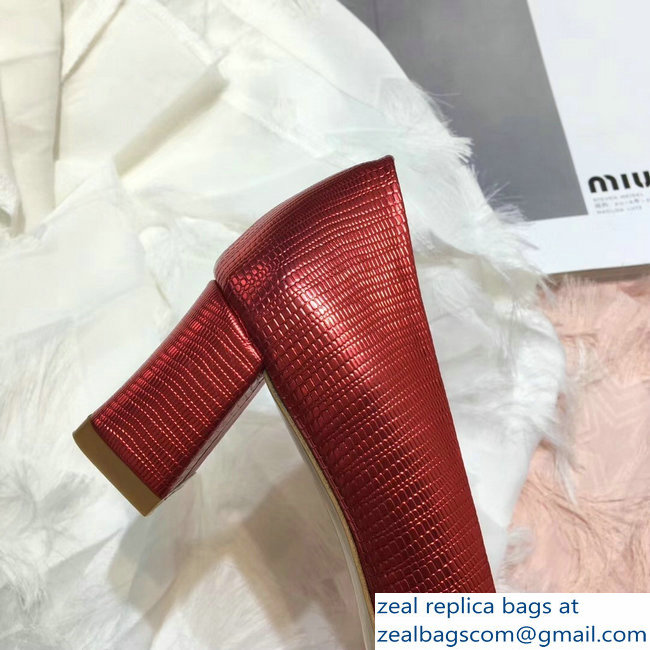 Miu Miu Heel 5.5cm Glitter Pumps Red 2018