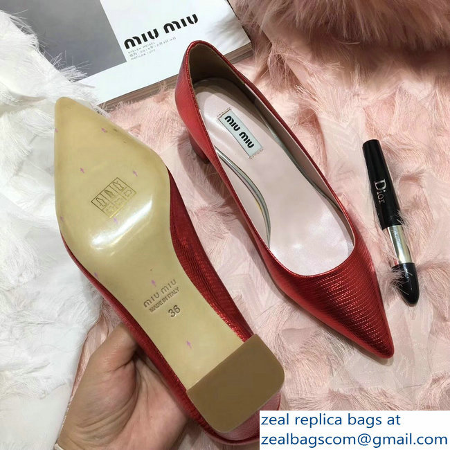 Miu Miu Heel 5.5cm Glitter Pumps Red 2018 - Click Image to Close