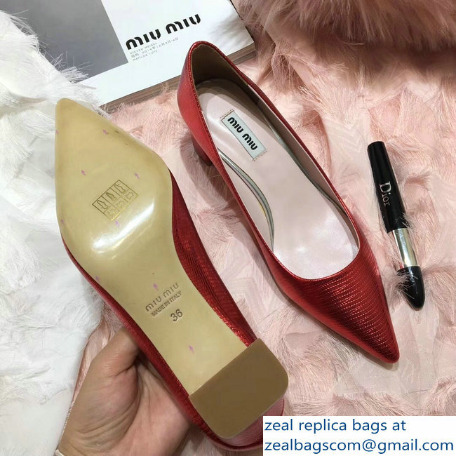 Miu Miu Heel 5.5cm Glitter Pumps Red 2018