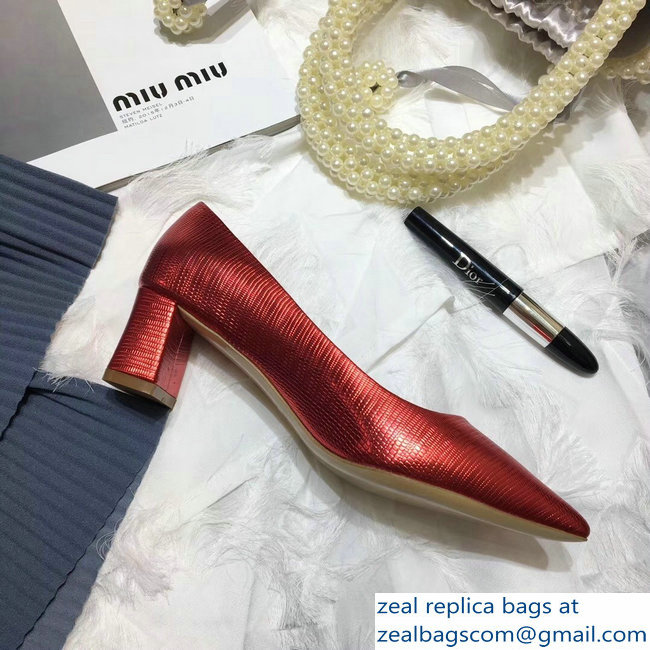 Miu Miu Heel 5.5cm Glitter Pumps Red 2018 - Click Image to Close