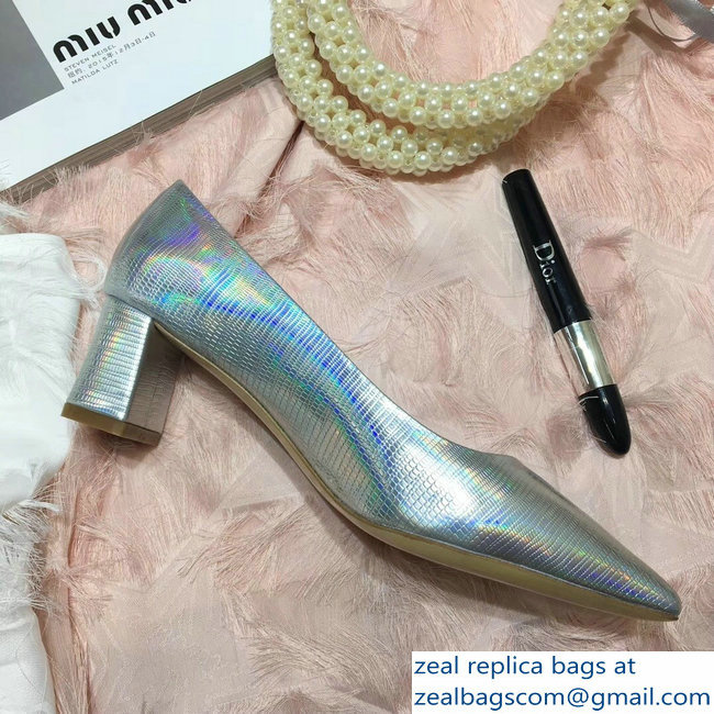 Miu Miu Heel 5.5cm Glitter Pumps Silver 2018 - Click Image to Close
