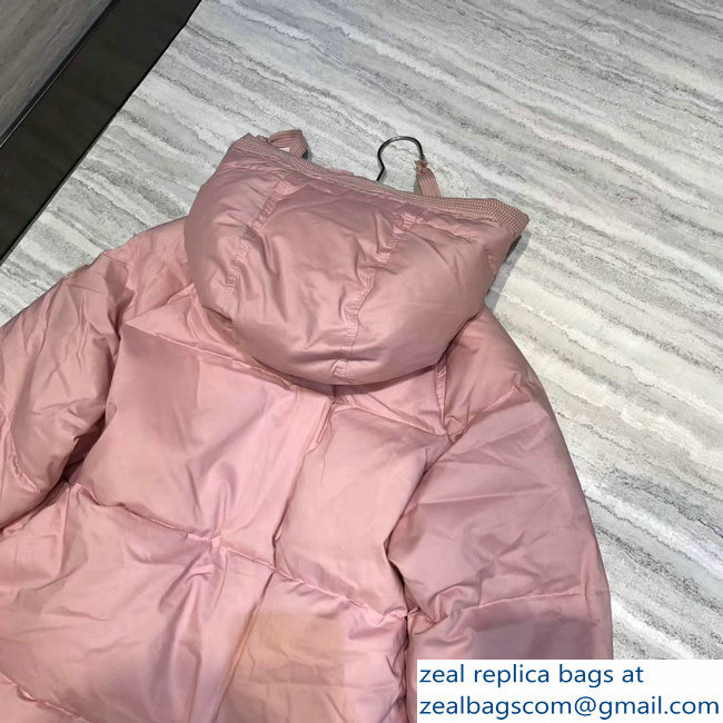 Moncler Down Jacket Pink with Hat 2018 - Click Image to Close