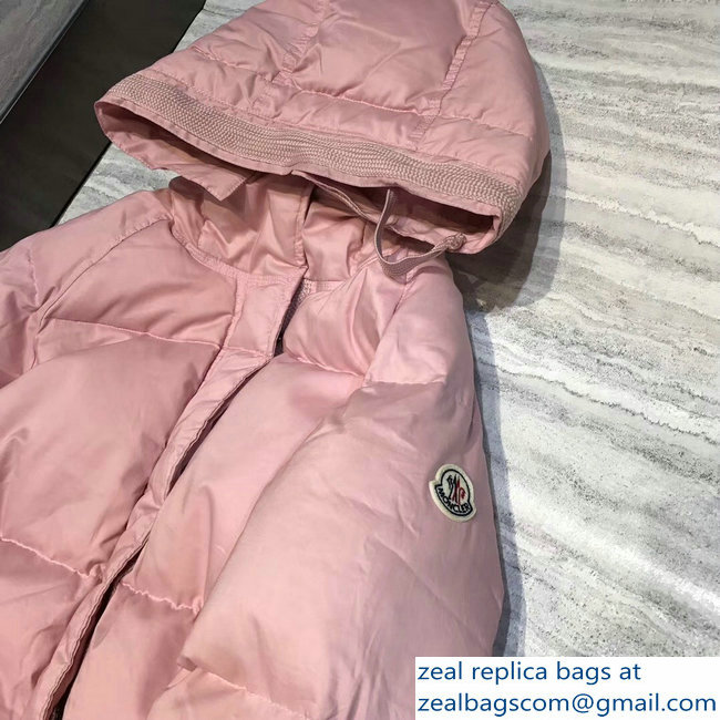 Moncler Down Jacket Pink with Hat 2018