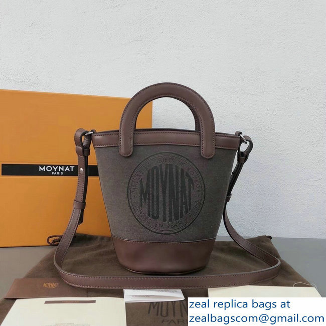 Moynat Fleur Bucket Bag in Coffee Canvas and Leather