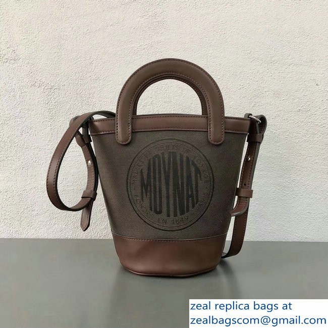 Moynat Fleur Bucket Bag in Coffee Canvas and Leather