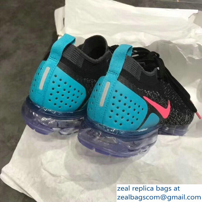 Nike Air VaporMax Flyknit 2 Running Sneakers Black/Turquoise - Click Image to Close