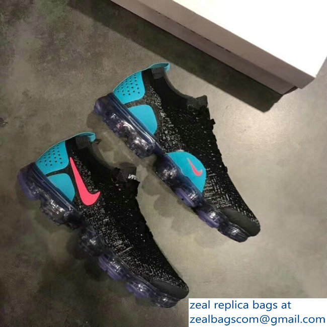 Nike Air VaporMax Flyknit 2 Running Sneakers Black/Turquoise - Click Image to Close