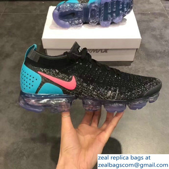 Nike Air VaporMax Flyknit 2 Running Sneakers Black/Turquoise - Click Image to Close