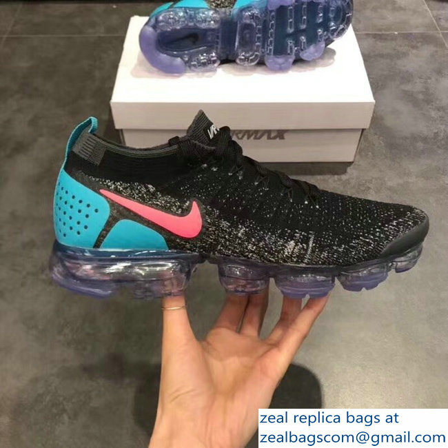 Nike Air VaporMax Flyknit 2 Running Sneakers Black/Turquoise