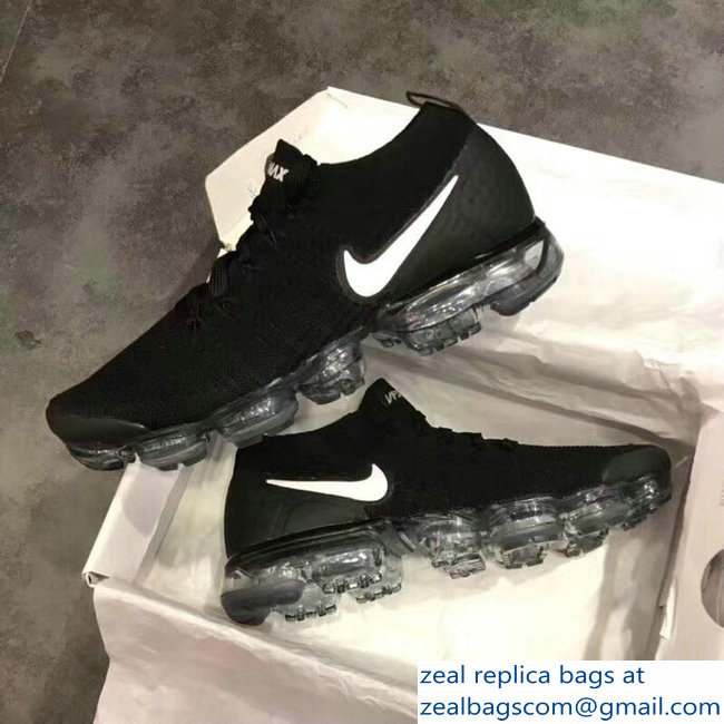 Nike Air VaporMax Flyknit 2 Running Sneakers Black/White - Click Image to Close