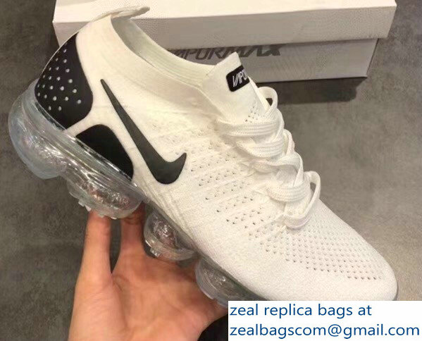 Nike Air VaporMax Flyknit 2 Running Sneakers White/Black - Click Image to Close