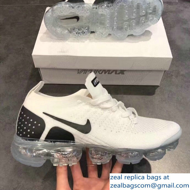 Nike Air VaporMax Flyknit 2 Running Sneakers White/Black - Click Image to Close