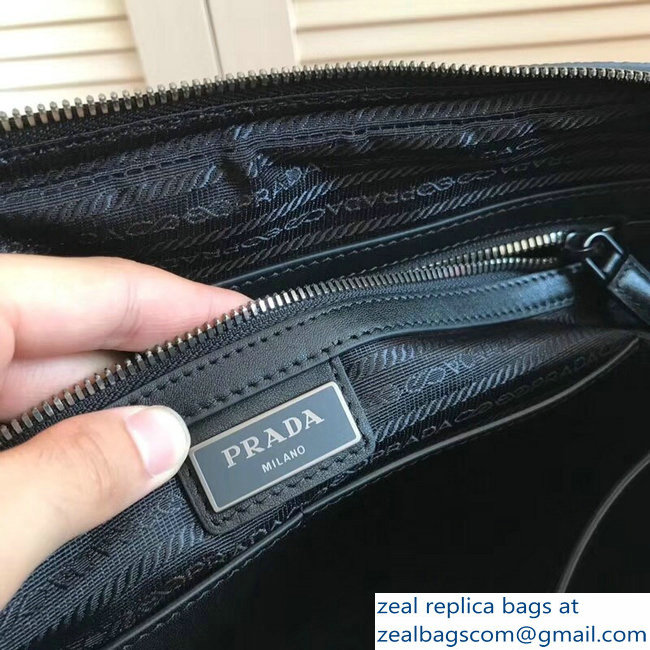 Prada Calf Leather Briefcase Bag 2VE368 Black - Click Image to Close