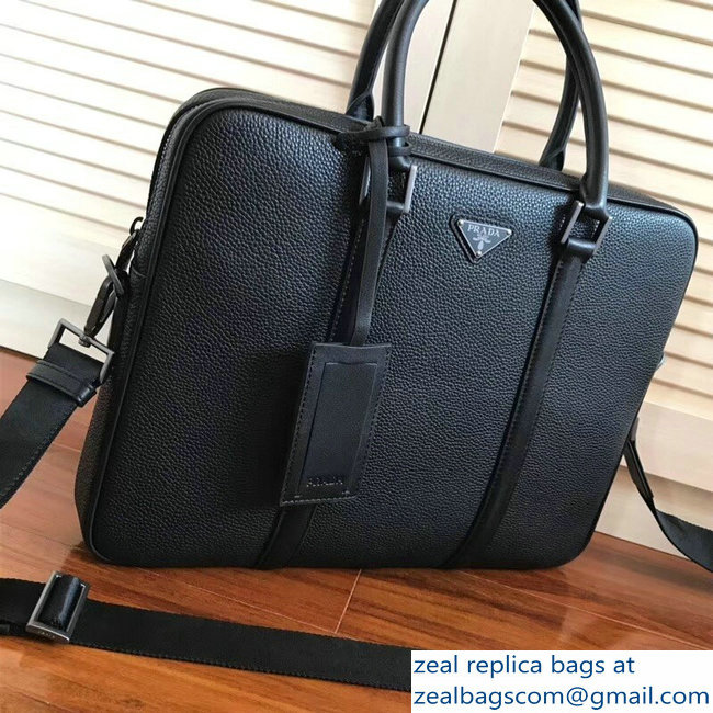 Prada Calf Leather Briefcase Bag 2VE368 Black