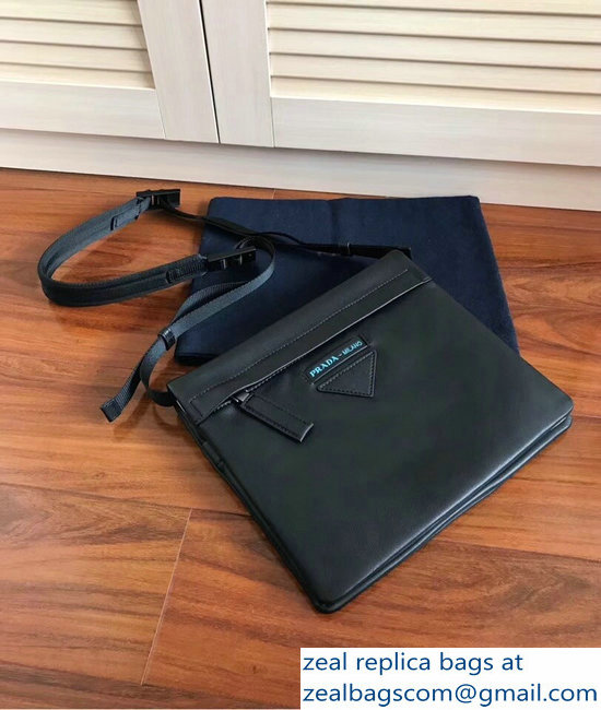 Prada Calf Leather Shoulder Bag 2VH058 Black 2018 - Click Image to Close