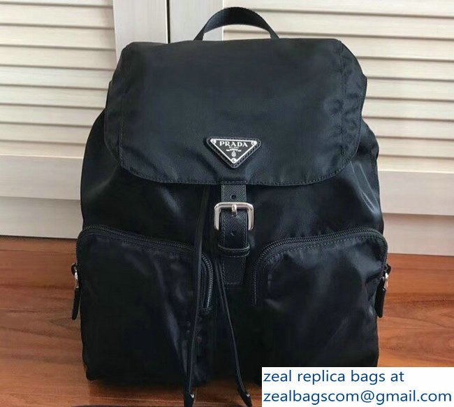 Prada Fabric Backpack Bag 1BZ005 Black 2018 - Click Image to Close