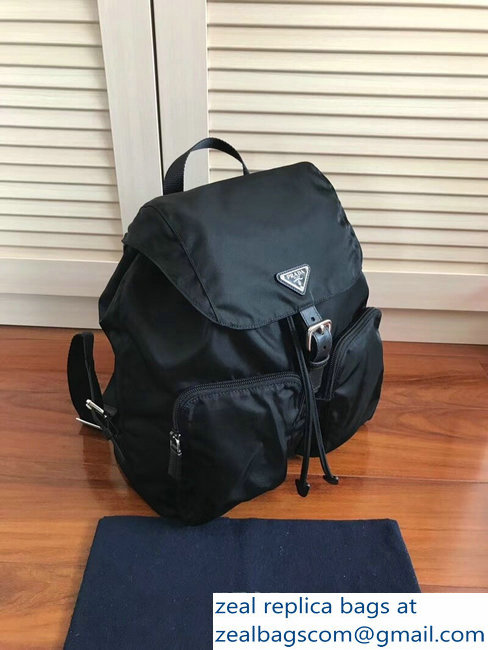 Prada Fabric Backpack Bag 1BZ005 Black 2018 - Click Image to Close