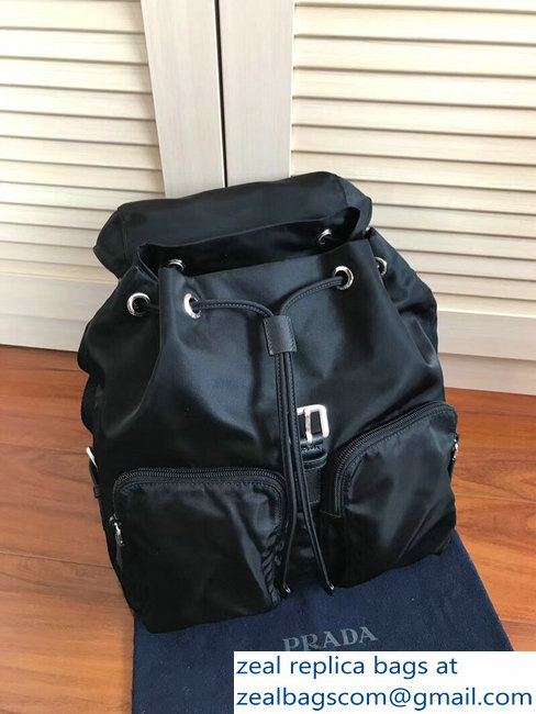 Prada Fabric Backpack Bag 1BZ005 Black 2018 - Click Image to Close