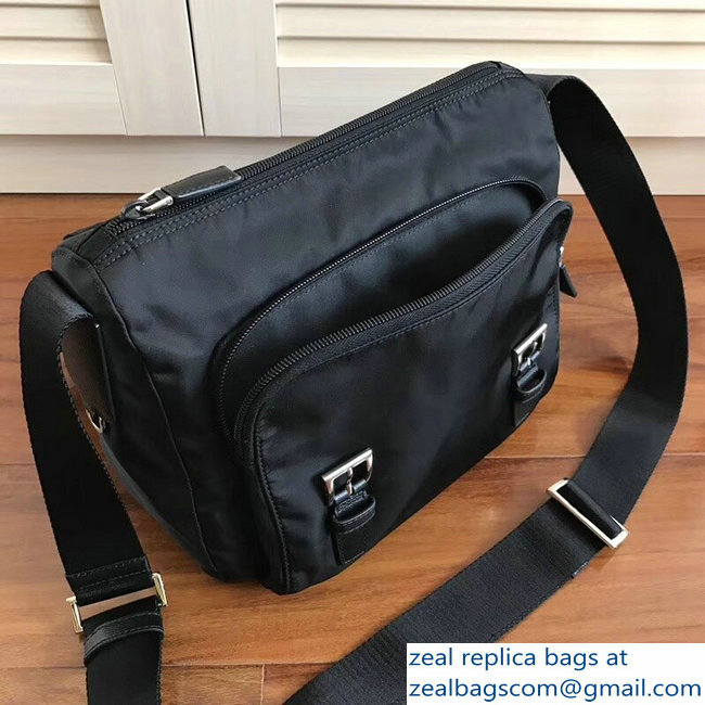 Prada Fabric Messenger Shoulder Bag 1BD671 Black 2018 - Click Image to Close
