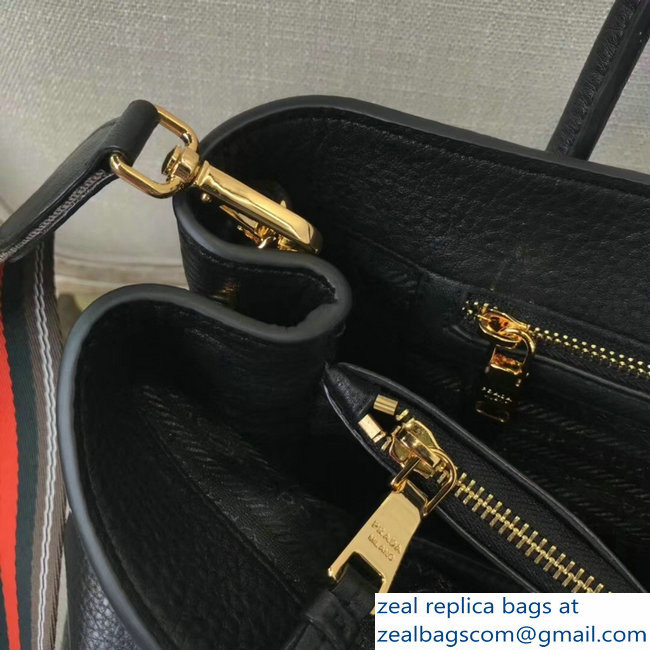 Prada Leather Tote Bag with Strap 1579 Black