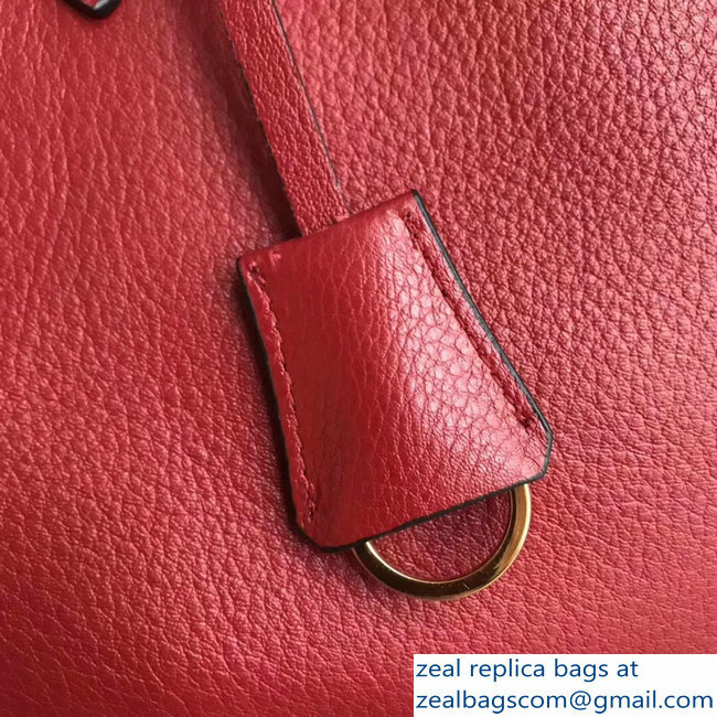 Prada Leather Tote Bag with Strap 1579 Red - Click Image to Close