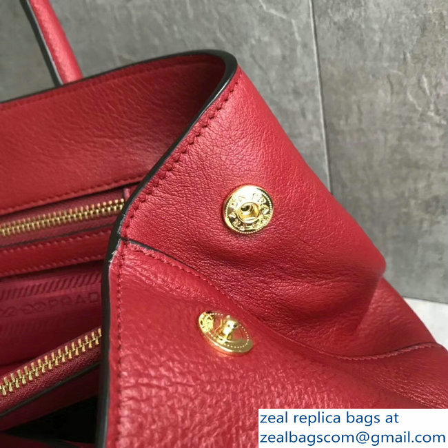 Prada Leather Tote Bag with Strap 1579 Red - Click Image to Close