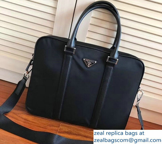 Prada Nylon Briefcase Bag 2VE871 Black - Click Image to Close