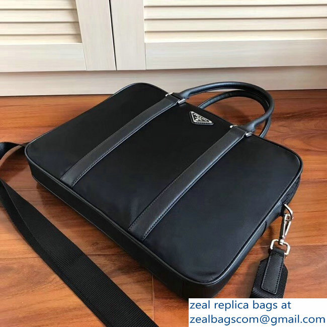 Prada Nylon Briefcase Bag 2VE871 Black - Click Image to Close