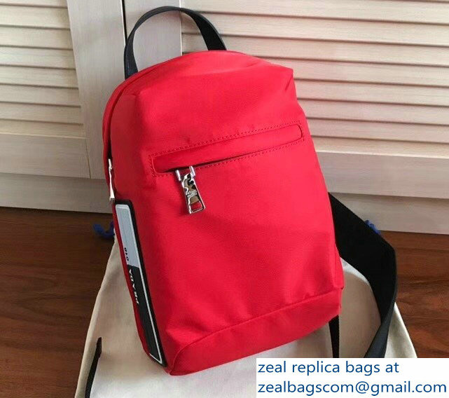 Prada Nylon One-Shoulder Backpack Bag 2VZ023 Red 2018 - Click Image to Close