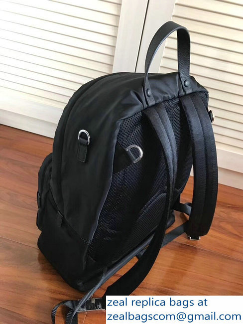 Prada Nylon and Saffiano Leather Backpack Bag 2VZ066 Black Logo Lettering 2018