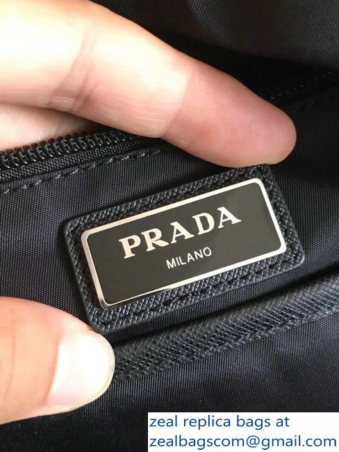 Prada Nylon and Saffiano Leather Backpack Bag 2VZ066 Black Logo Lettering 2018 - Click Image to Close