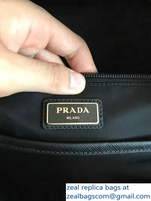 Prada Nylon and Saffiano Leather Backpack Bag 2VZ066 Black Multicolor Logo Lettering 2018