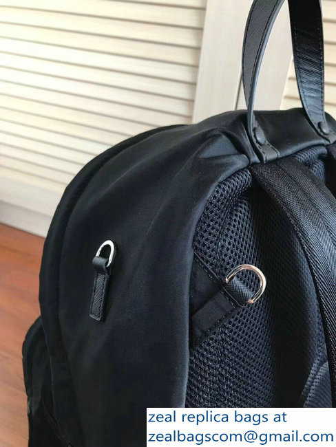 Prada Nylon and Saffiano Leather Backpack Bag 2VZ066 Black Multicolor Logo Lettering 2018 - Click Image to Close