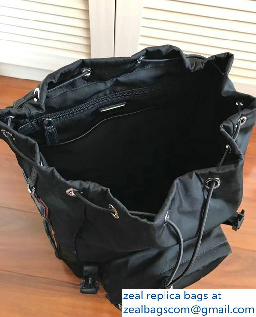 Prada Nylon and Saffiano Leather Backpack Bag 2VZ135 Black Multicolor Logo Lettering 2018 - Click Image to Close