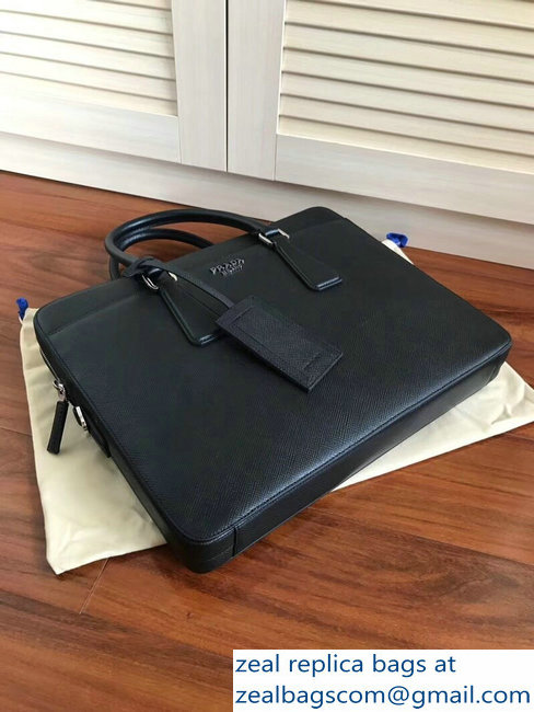 Prada Saffiano Cuir Leather Briefcase Bag 2VE368 Black