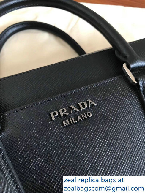 Prada Saffiano Cuir Leather Briefcase Bag 2VE368 Black