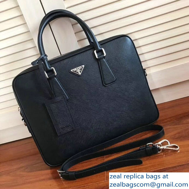 Prada Saffiano Leather Briefcase Bag 2VE368 Black