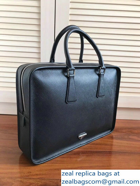 Prada Saffiano Leather Briefcase Bag VA1026 Black - Click Image to Close