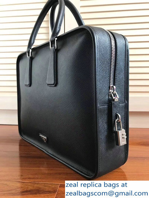 Prada Saffiano Leather Briefcase Bag VA1026 Black