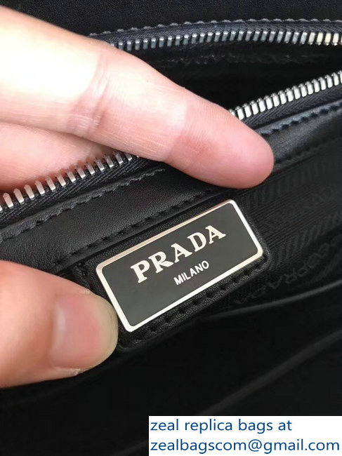 Prada Saffiano Leather Briefcase Work Bag 2VE368 Black/Green Crocodile - Click Image to Close