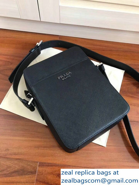 Prada Saffiano Leather Shoulder Bag 2VH040 Black 2018 - Click Image to Close