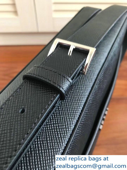 Prada Saffiano Leather Shoulder Bag 2VH046 Black 2018 - Click Image to Close