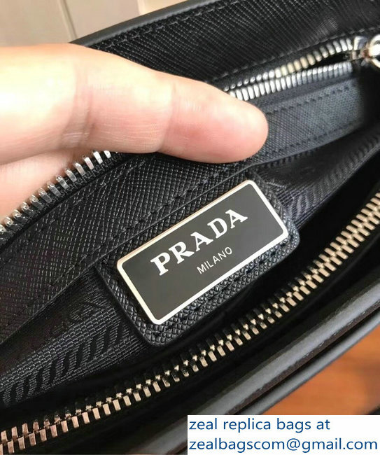 Prada Saffiano Leather Shoulder Bag 2VH086 Black 2018 - Click Image to Close