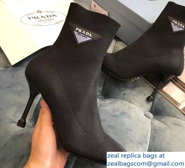 Prada Stretch Fabric Booties Black 2018 - Click Image to Close