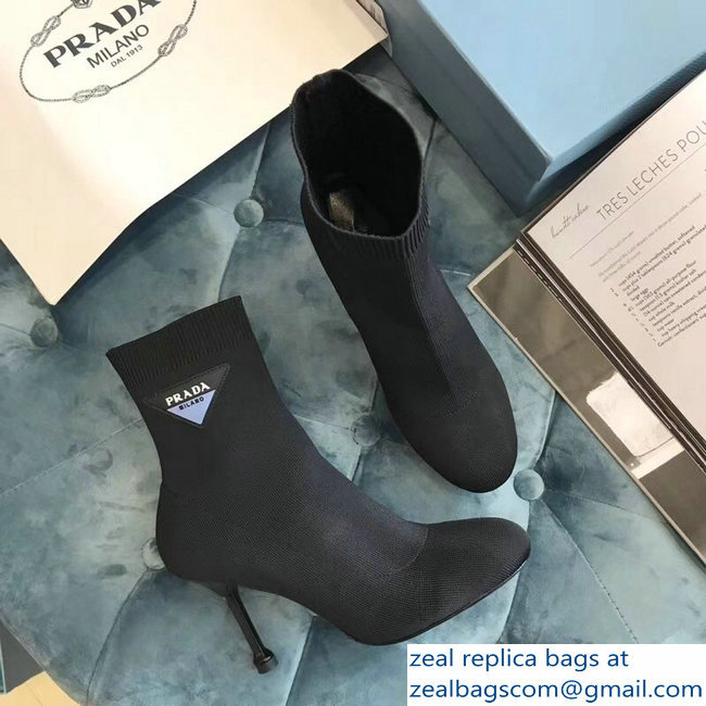 Prada Stretch Fabric Booties Black 2018 - Click Image to Close