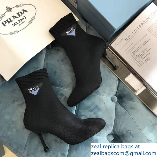 Prada Stretch Fabric Booties Black 2018