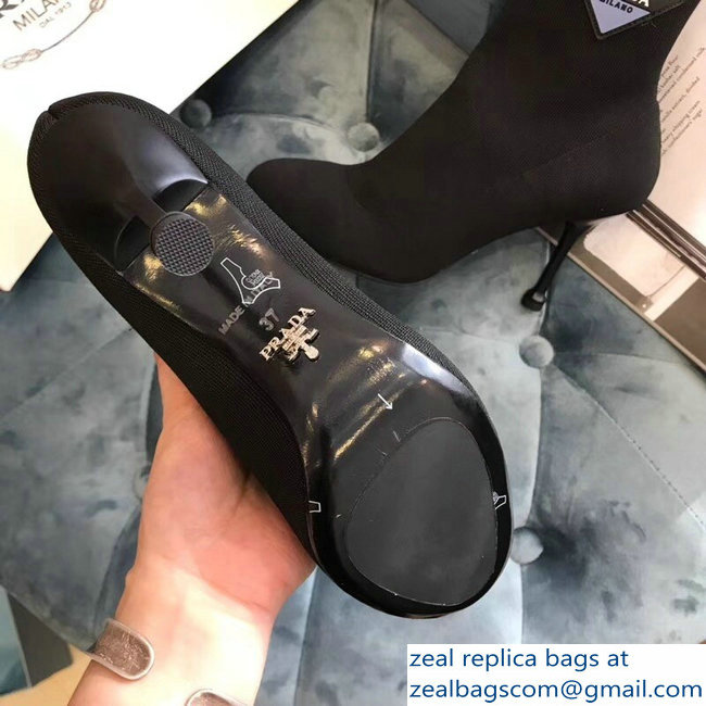 Prada Stretch Fabric Booties Black 2018 - Click Image to Close