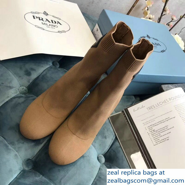 Prada Stretch Fabric Booties Brown 2018