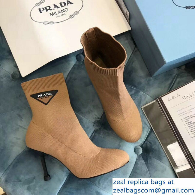 Prada Stretch Fabric Booties Brown 2018