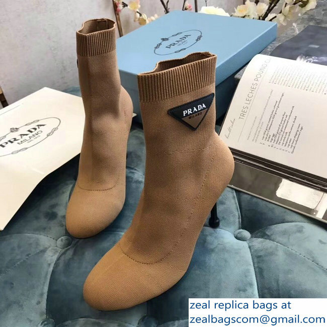 Prada Stretch Fabric Booties Brown 2018